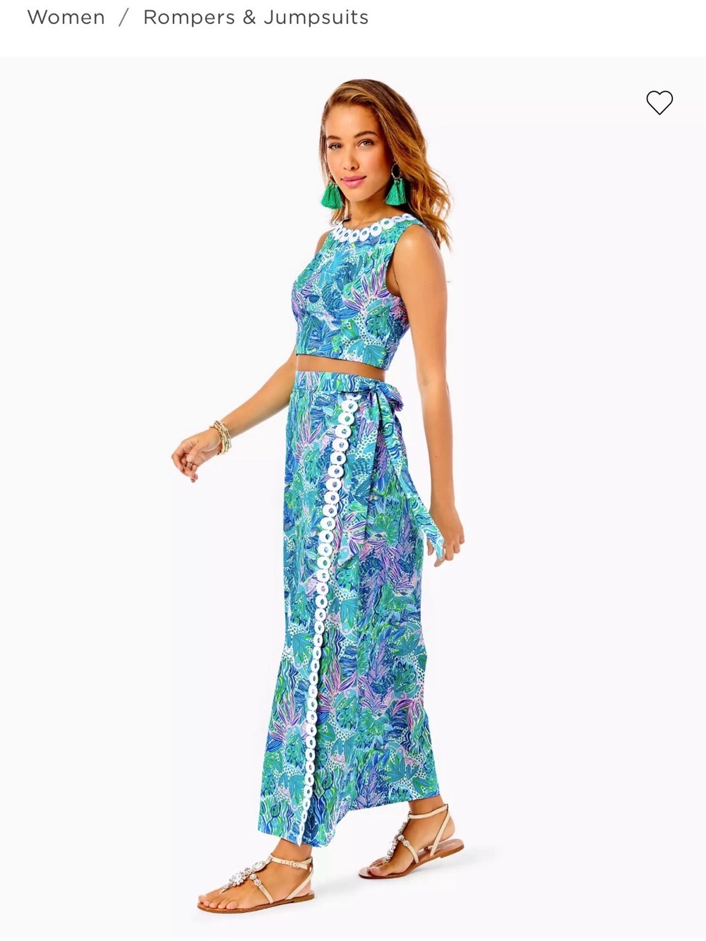 Lilly Pulitzer Blue Green Pink Tropical Two-Piece Maxi Dress - Picture 2 of 9